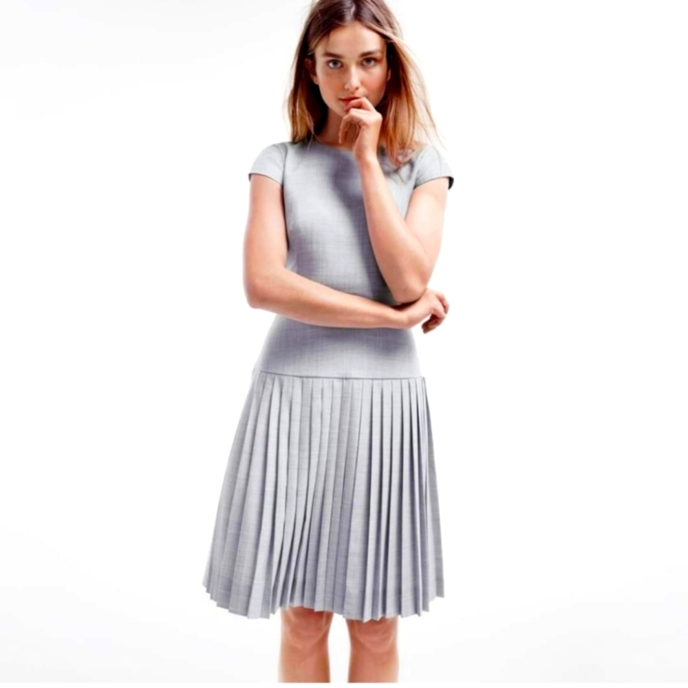 J. Crew Super 120s 9am pleated dress in summer wool